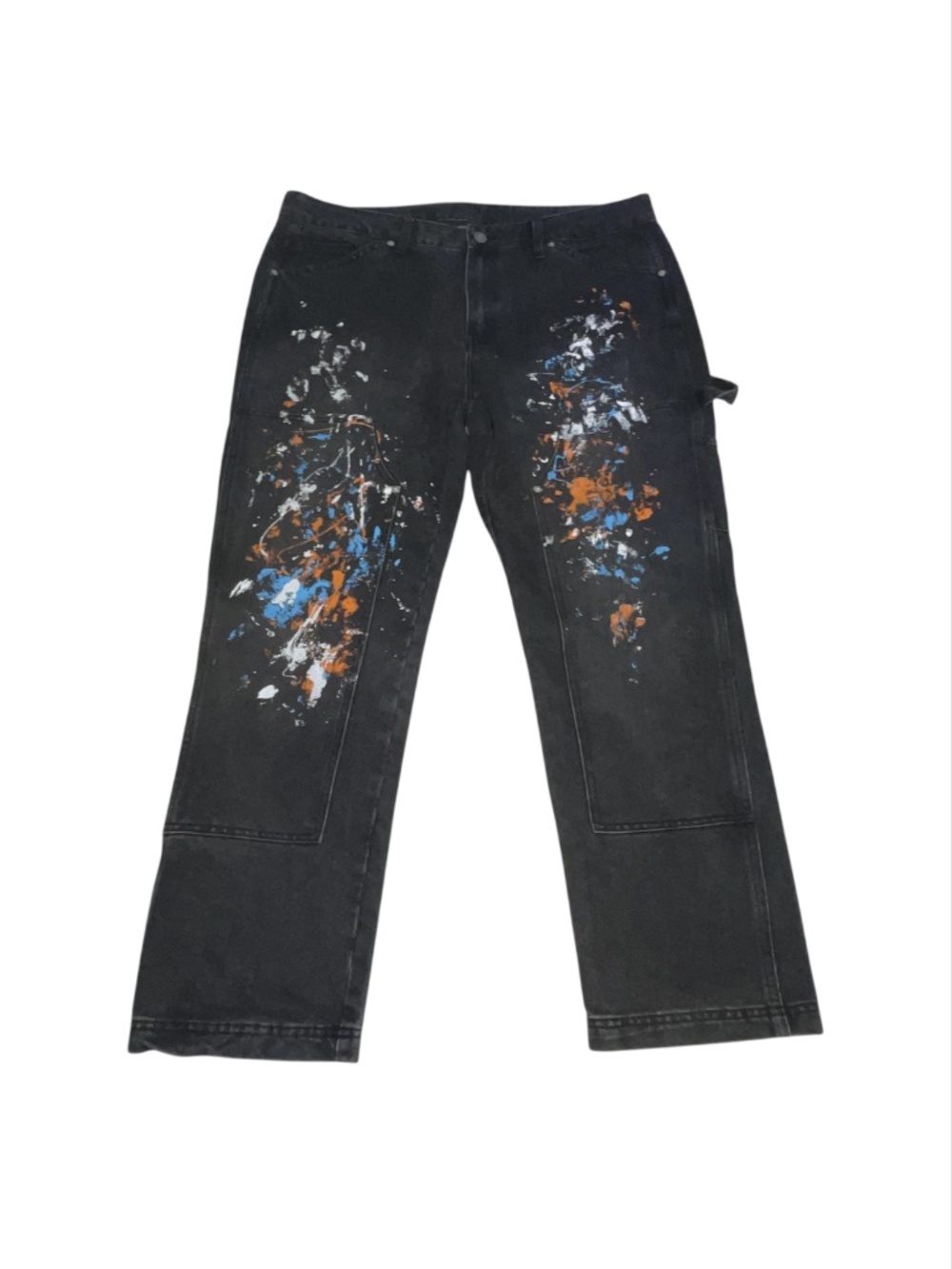 No Boundaries Mens Black Double Knee Paint Splatter Carpenter Pants Sz 40 x 29